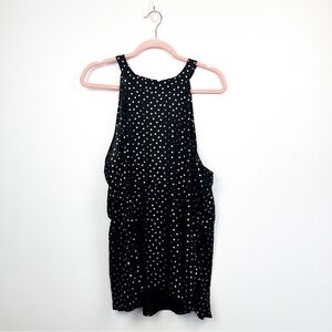 Ricki’s Black Sleeveless Blouse with Rose Gold Pink Polka Dots & High Neck